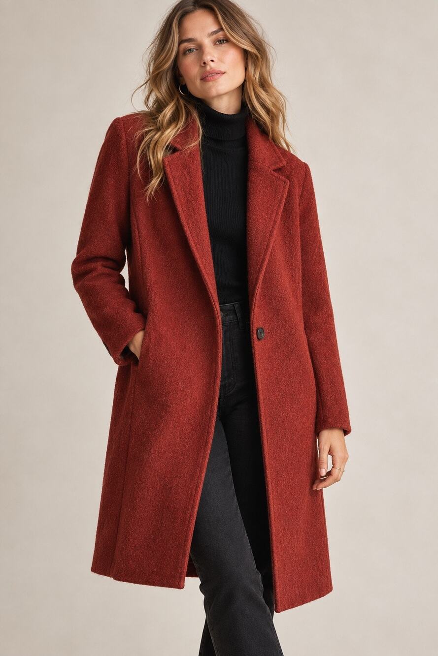 Rachel Zoe Wool Terracotta Red Long Coat – Size Small